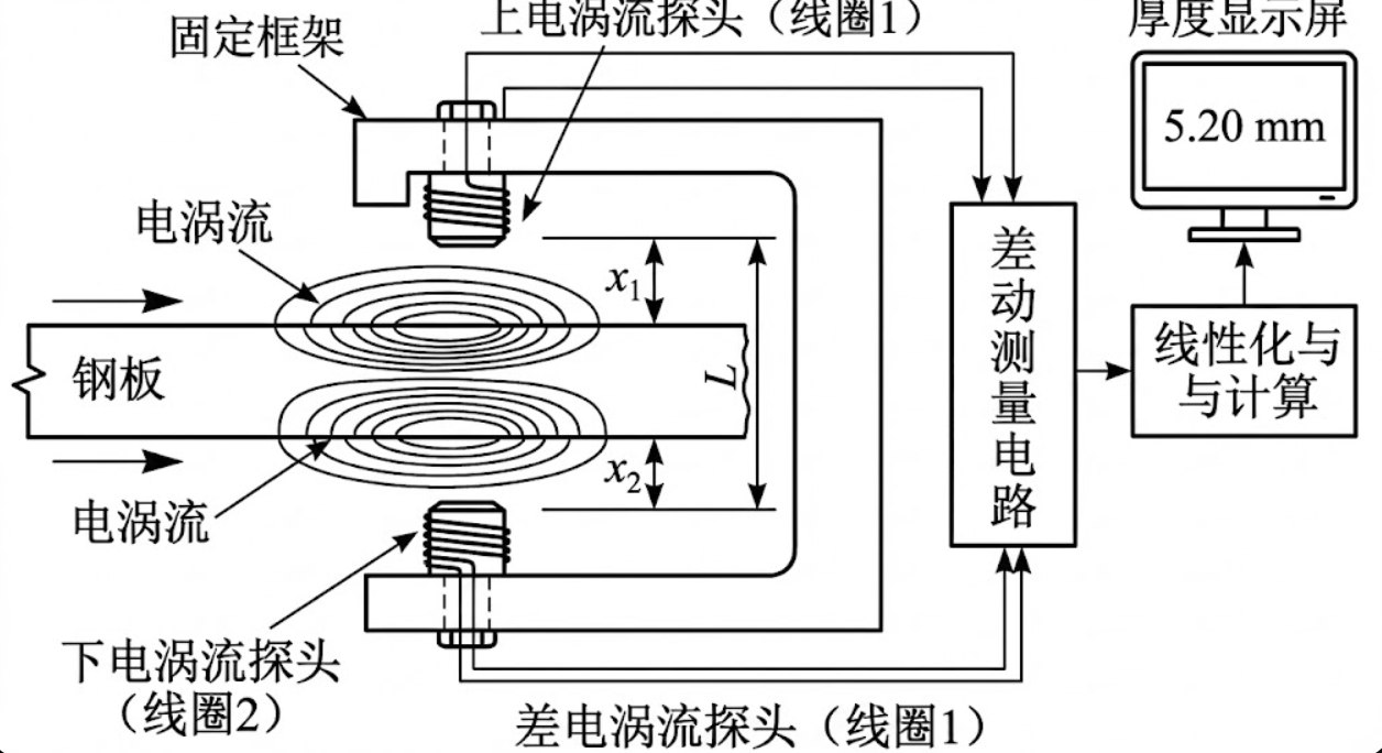 轧钢厂钢板厚度监测系统示意图